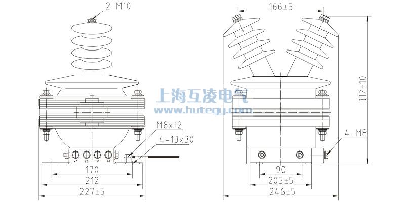FDEG8放電線圈外形尺寸，F(xiàn)DGE8/11/√3-1.7-1尺寸圖